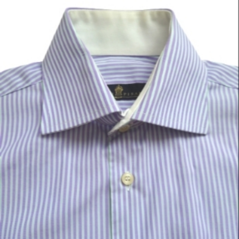 EREDI PISANO Men's Stripes Cotton Long Sleeves Button Up Dress Shirt
